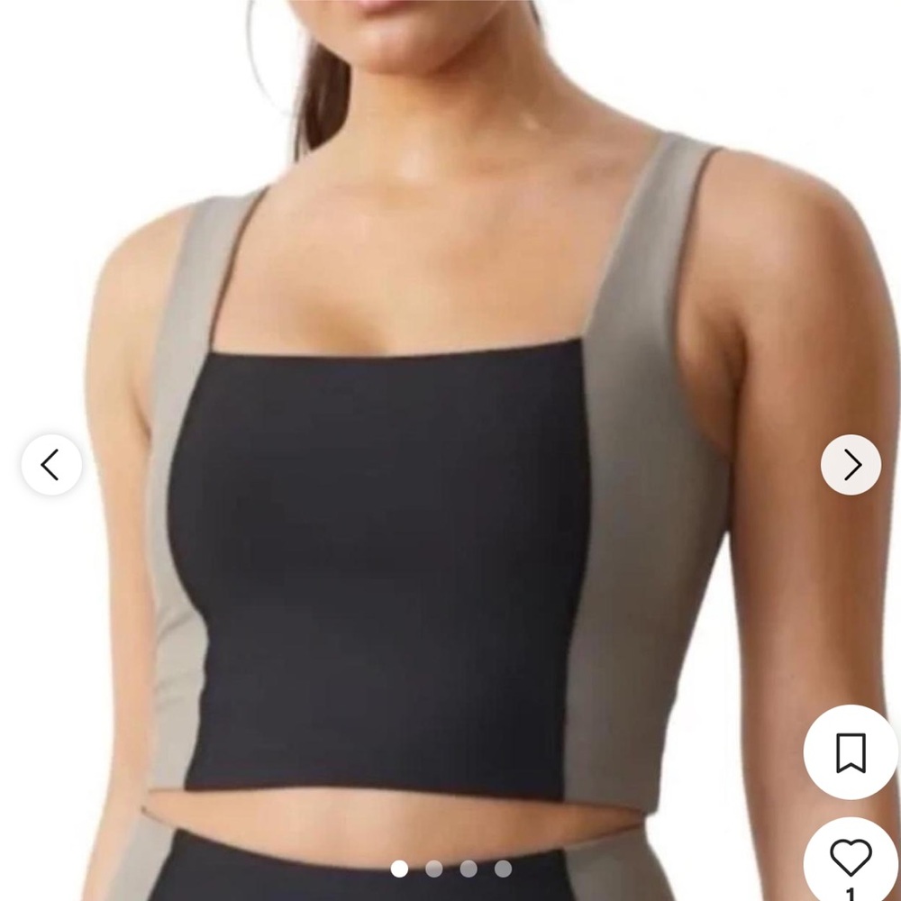 Abercrombie & Fitch YPB Square Tank Crop Top and leggings Sand Black Colorblock